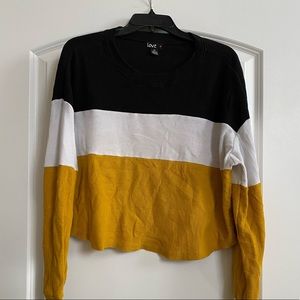 Waffle textured striped long sleeve top